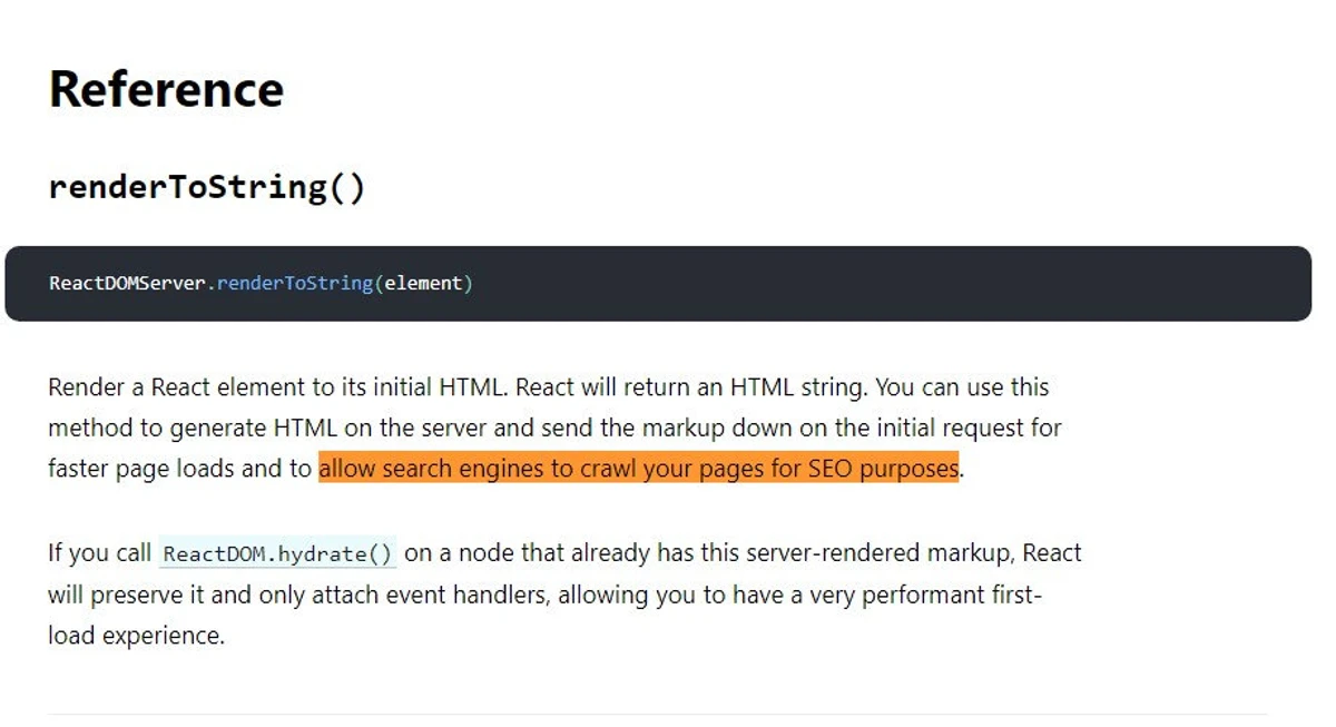 React – renderToString