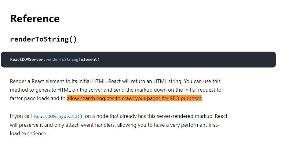 React – renderToString