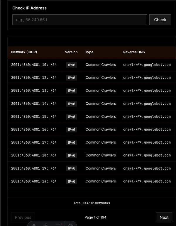 Complete Googlebot IP Address List - Updated Daily